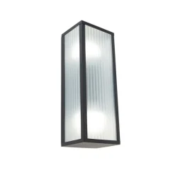 Smart buiten wandlamp zwart met ribbel glas incl. 2 Wifi A60 - Charlois