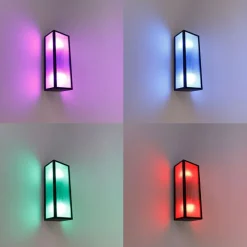 Smart buiten wandlamp zwart met ribbel glas incl. 2 Wifi A60 - Charlois