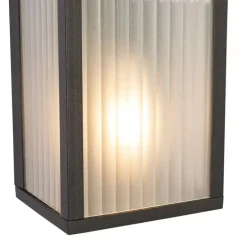 Smart buiten wandlamp zwart met ribbel glas incl. 2 Wifi A60 - Charlois