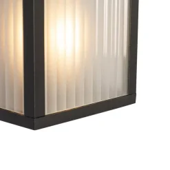 Smart buiten wandlamp zwart met ribbel glas incl. 2 Wifi A60 - Charlois