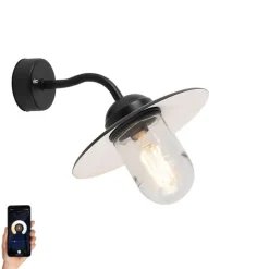 Smart buiten wandlamp zwart IP44 incl. WiFi A60- Munich