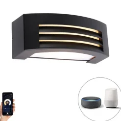 Smart buiten wandlamp zwart IP44 incl. Wifi A60 - Hurricane