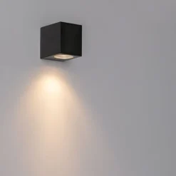 Smart buiten wandlamp zwart kunststof incl. Wifi GU10 50mm - Baleno