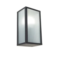 Smart buiten wandlamp zwart met ribbel glas incl. Wifi A60 - Charlois