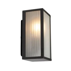 Smart buiten wandlamp zwart met ribbel glas incl. Wifi A60 - Charlois