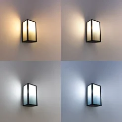 Smart buiten wandlamp zwart met ribbel glas incl. Wifi A60 - Charlois