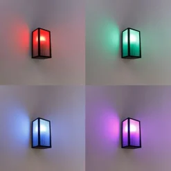 Smart buiten wandlamp zwart met ribbel glas incl. Wifi A60 - Charlois