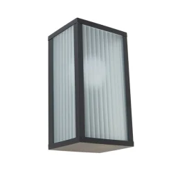 Smart buiten wandlamp zwart met ribbel glas incl. Wifi A60 - Charlois