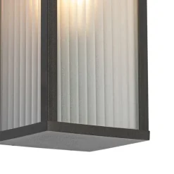 Smart buiten wandlamp zwart met ribbel glas incl. Wifi A60 - Charlois