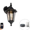 Smart buiten wandlamp zwart IP44 incl. Wifi ST64 - New Haven