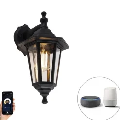 Smart buiten wandlamp zwart IP44 incl. Wifi ST64 - New Haven