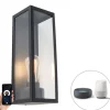 Smart buiten wandlamp zwart met glas incl. Wifi ST64 - Rotterdam Long