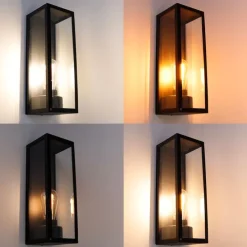 Smart buiten wandlamp zwart met glas incl. Wifi ST64 - Rotterdam Long