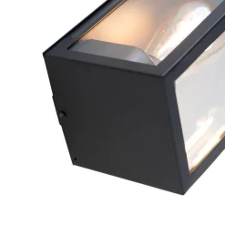 Smart buiten wandlamp zwart met glas incl. Wifi ST64 - Rotterdam Long