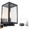 Smart buiten wandlamp zwart met glas 30 cm incl. Wifi ST64 - Rotterdam