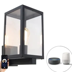 Smart buiten wandlamp zwart met glas 30 cm incl. Wifi ST64 - Rotterdam