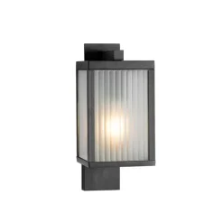 Smart buiten wandlantaarn zwart met ribbel glas incl. Wifi A60 - Charlois