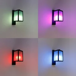 Smart buiten wandlantaarn zwart met ribbel glas incl. Wifi A60 - Charlois