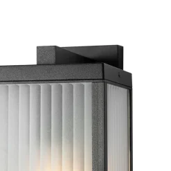 Smart buiten wandlantaarn zwart met ribbel glas incl. Wifi A60 - Charlois