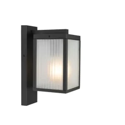 Smart buiten wandlantaarn zwart met ribbel glas incl. Wifi A60 - Charlois