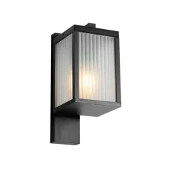 Smart buiten wandlantaarn zwart met ribbel glas incl. Wifi A60 - Charlois