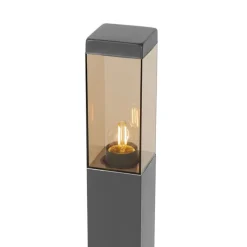 Smart buitenlamp paal donkergrijs met smoke 80 cm incl. Wifi P45 - Malios