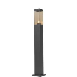 Smart buitenlamp paal donkergrijs met smoke 80 cm incl. Wifi P45 - Malios