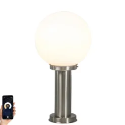 Smart buitenlamp paal staal RVS 50 cm incl. Wifi A60 - Sfera