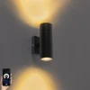 Smart buitenwandlamp zwart IP44 incl. 2 wifi GU10 - Duo