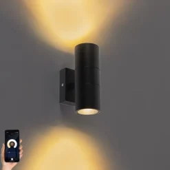 Smart buitenwandlamp zwart IP44 incl. 2 wifi GU10 - Duo