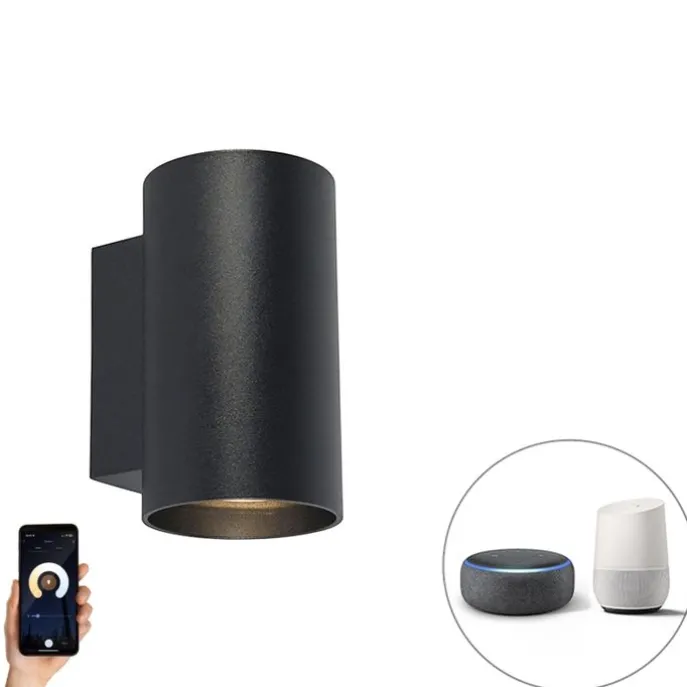 Smart design wandlamp zwart incl. 2 Wifi GU10 - Sandy