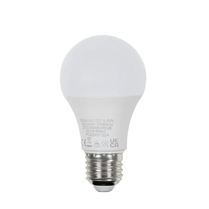 Smart E27 LED lamp A60 mat RGBW 8,5W 806 lm 2700-6500K