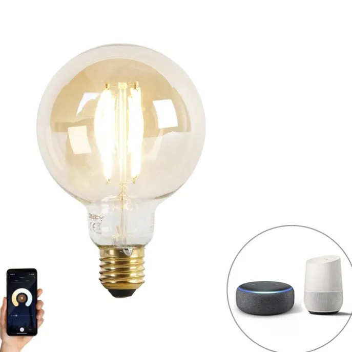 Smart E27 LED lamp G95 goud 7W 806 lm 1800K - 3000K