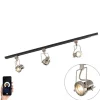 Smart 1-fase rail zwart met staal incl. 3 WiFi GU10 - Iconic Suplux