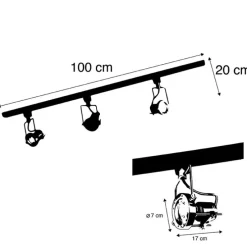 Smart 1-fase rail zwart met staal incl. 3 WiFi GU10 - Iconic Suplux