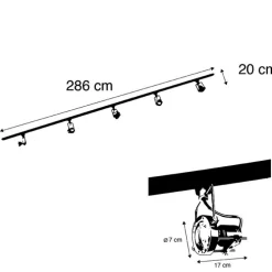 Smart 1-fase rail zwart met staal incl. 5 WiFi GU10 - Iconic Suplux