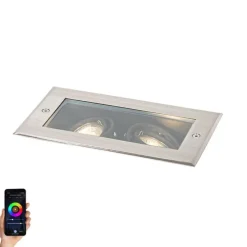 Smart grondspot staal 2-lichts verstelbaar IP65 incl. 2 GU10 50mm - Oneon