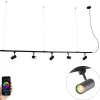 Smart hang railsysteem zwart 1-fase incl. 5 Wifi GU10 - Iconic Jeana