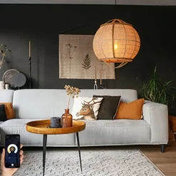 Smart hanglamp bruin 58 cm incl. Wifi G95 - Pascal