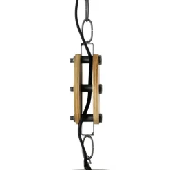 Smart hanglamp donkergrijs met hout 47 cm incl. Wifi G95 - Arthur