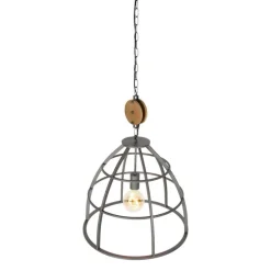 Smart hanglamp donkergrijs met hout 47 cm incl. Wifi G95 - Arthur