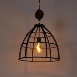 Smart hanglamp donkergrijs met hout 47 cm incl. Wifi G95 - Arthur