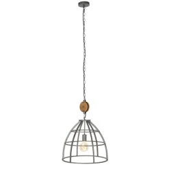 Smart hanglamp donkergrijs met hout 47 cm incl. Wifi G95 - Arthur