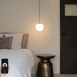 Smart hanglamp goud met opaal glas incl. Wifi P45- Flore