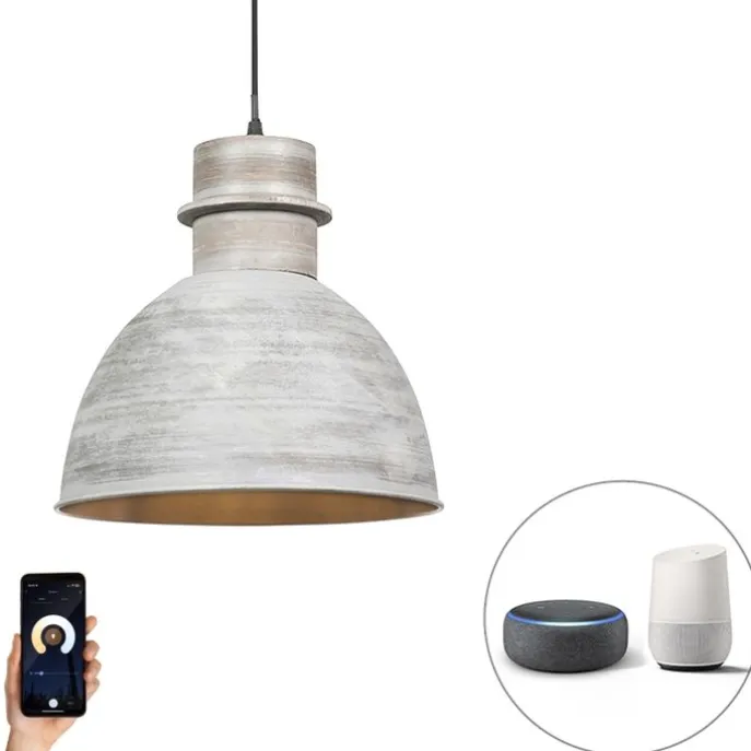Smart hanglamp grijs 30 cm incl. wifi A60 lichtbron - Dory