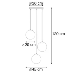 Smart hanglamp messing incl. 3 WiFi ST64 met blauw glas - Pallon