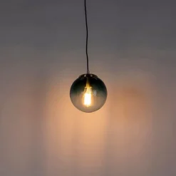 Smart hanglamp messing met oceaanblauw glas 20 cm incl. Wifi ST64 - Pallon