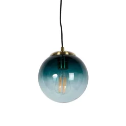Smart hanglamp messing met oceaanblauw glas 20 cm incl. Wifi ST64 - Pallon
