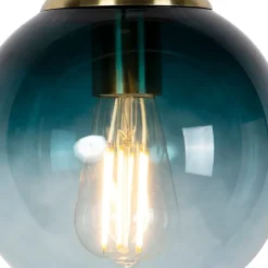 Smart hanglamp messing met oceaanblauw glas 20 cm incl. Wifi ST64 - Pallon