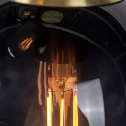 Smart hanglamp messing met zwart glas incl. 3 Wifi ST64 - Pallon